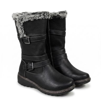 BOTA MUJER INVIERNO ECOCUERO DISEÑO HEBILLA - 3