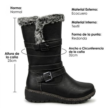 BOTA MUJER INVIERNO ECOCUERO DISEÑO HEBILLA - 7