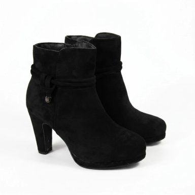 BOTIN GAMUZA TACO ALTO CON LAZO DECORATIVO - 3