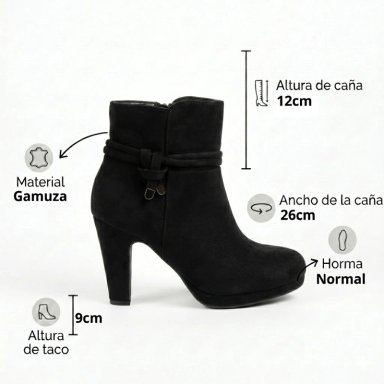 BOTIN GAMUZA TACO ALTO CON LAZO DECORATIVO - 7