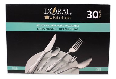 JUEGO CUCHILLERIA 30 PIEZAS 2.5 MM PLATEADO MUNICH DORAL ROYAL - 1