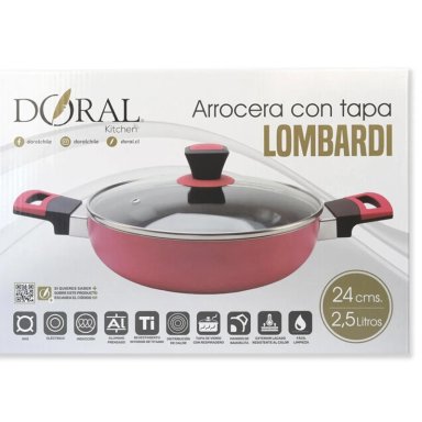 OLLA ARROCERA LOMBARDI ANTIADHERENTE MARCA DORAL ROJO 24 CM - 4