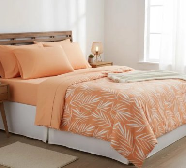 SABANA 1.5 PLAZA ATERCIOPELADA 210 HILOS COMPOSE 100% POLIESTER NARANJA - 1