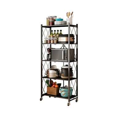ESTANTE PLEGABLE MULTIUSO METAL 5 NIVELES RUEDAS - 1