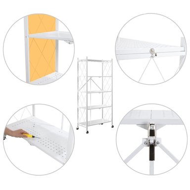 ESTANTE PLEGABLE MULTIUSO METAL 5 NIVELES RUEDAS - 4