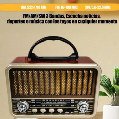 RADIO PORTÁTIL BLUETOOTH RECARGABLE Y A PILAS AM/FM MP3 VINTAGE - 2