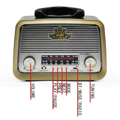 RADIO PORTÁTIL LINTERNA BLUETOOTH RECARGABLE Y A PILAS RETRO VINTAGE Café - 4