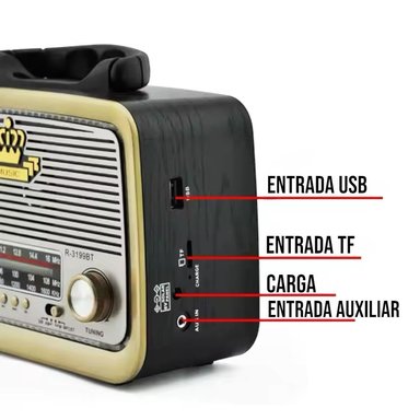 RADIO PORTÁTIL LINTERNA BLUETOOTH RECARGABLE Y A PILAS RETRO VINTAGE ROJA - 3