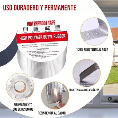 CINTA TAPAGOTERAS PARA TECHO ADHESIVA IMPERMEABLE 5 CM X 5 METROS - 2