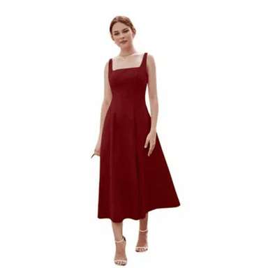 VESTIDO MUJER KADRIHEL NEGRO I006 CUELLO CUADRADO SIN MANGAS PARA OTOÑO INVIERNO - 1