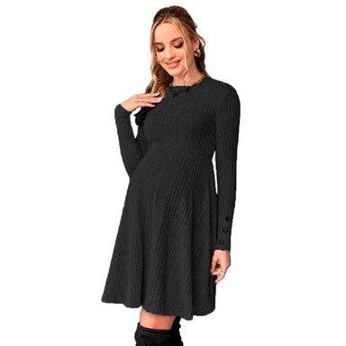 VESTIDO CORTO MUJER KADRIHEL GRIS CLARO I014 DE EMBARAZADA MANGA LARGA INVIERNO OTOÑO BUCANERAS - 1