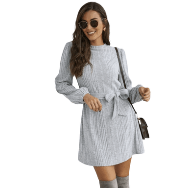 VESTIDO CORTO MUJER KADRIHEL GRIS I029 MANGA LARGA INVIERNO OTOÑO BUCANERAS - 2