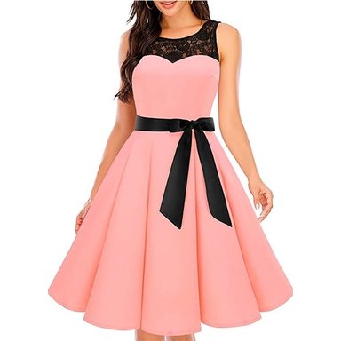 VESTIDO ACAMPANADO MUJER KADRIHEL NEGRO IDEAL PARA FIESTA GALA COCTEL BODA VC013 - 1