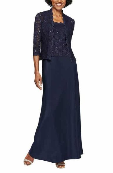 VESTIDO LARGO MUJER KADRIHEL AZUL MARINO MAS TAPADO IDEAL PARA FIESTA GALA COCTEL BODA VL008 - 1