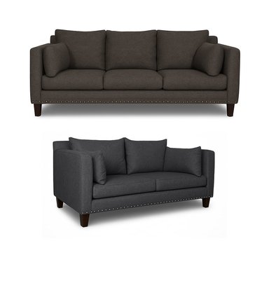 SOFA 3 Y 2 CUERPOS RIBE EN TELA GRIS, SET PARA LIVING - 5