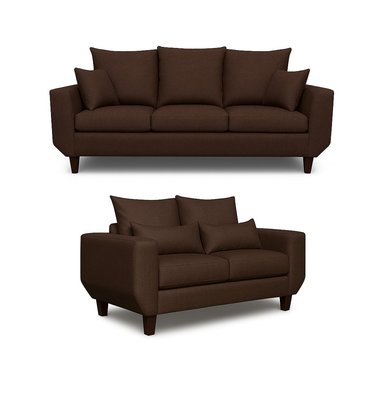 SOFA 3 Y 2 CUERPOS ROQUE EN TELA CAFE, SET PARA LIVING - 5