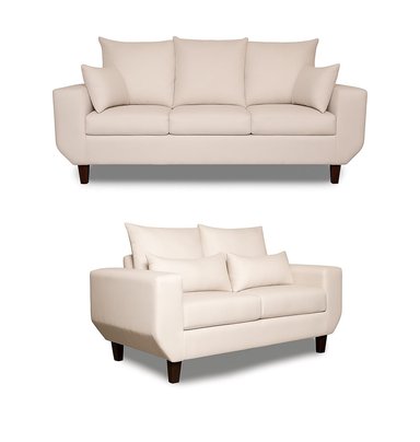 SOFA 3 Y 2 CUERPOS ROQUE EN TELA BEIGE, SET PARA LIVING - 5