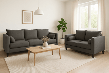 SOFA 3 Y 2 CUERPOS RAGNAR EN TELA GRIS, SET PARA LIVING - 1