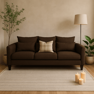 SOFA 3 Y 2 CUERPOS RAMIS EN TELA CAFE, SET PARA LIVING - 12