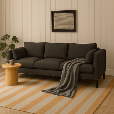 SOFA 3 CUERPOS RIBE GRIS OSCURO TELA – CONFORT Y ESTILO PARA TU HOGAR - 1