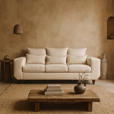 SOFA 3 CUERPOS ROQUE BEIGE TELA – CONFORT Y ESTILO PARA TU HOGAR - 2