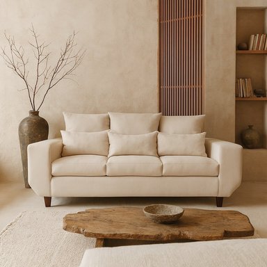 SOFA 3 CUERPOS ROQUE BEIGE TELA – CONFORT Y ESTILO PARA TU HOGAR - 9