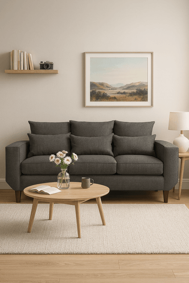 SOFA 3 CUERPOS ROQUE GRIS OSCURO TELA – CONFORT Y ESTILO PARA TU HOGAR - 7