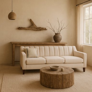 SOFA 3 Y 2 CUERPOS CASA WOW DECO RAUS EN TELA BEIGE SET LIVING - 9