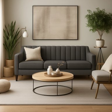 SOFA 3 Y 2 CUERPOS RAUS EN TELA GRIS, SET PARA LIVING - 2