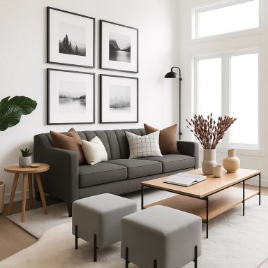 SOFA 3 Y 2 CUERPOS RAUS EN TELA GRIS, SET PARA LIVING - 12