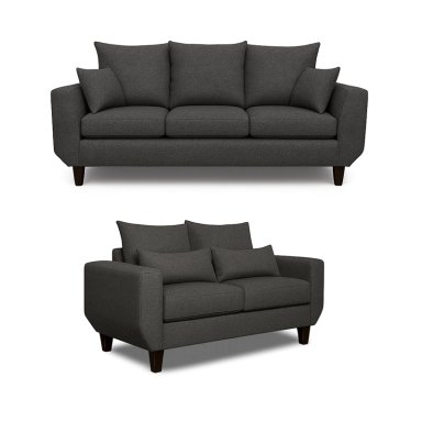 SOFA 3 Y 2 CUERPOS CASA WOW DECO ROQUE EN TELA GRIS SET LIVING - 2