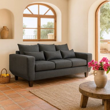 SOFA 3 Y 2 CUERPOS CASA WOW DECO ROQUE EN TELA GRIS SET LIVING - 9