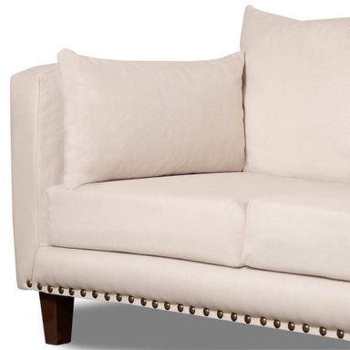 SOFA 3 Y 2 CUERPOS RIBE EN TELA BEIGE, SET PARA LIVING - 11