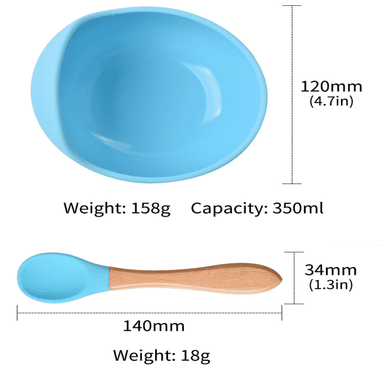 PLATOS DE ALIMENTACION PARA BEBE S DE SILICONA CELESTE - 6