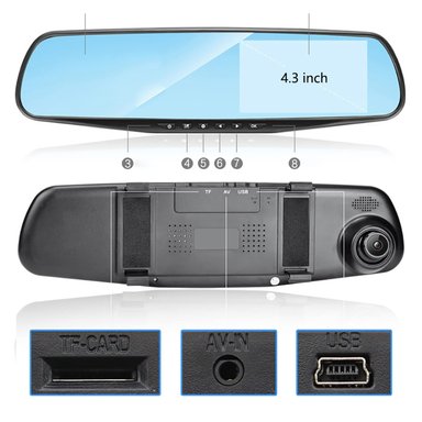 ESPEJO RETROVISOR CAMARA DVR COCHE 1080P GRABADORA RONDON - 5