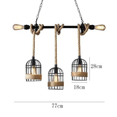LAMPARA TECHO COLGANTE CUERDA VINTAGE ILUMINACION RONDON - 9