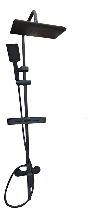 DUCHA COLUMNA MODERNA CUADRADO NEGRO MATE 3 FUNCIONES JHN - 1