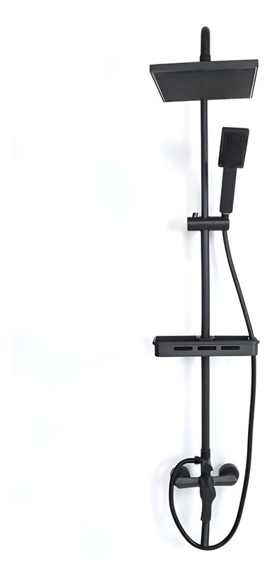 DUCHA COLUMNA MODERNA CUADRADO NEGRO MATE 3 FUNCIONES JHN - 4
