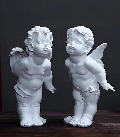 ESTATUA PAREJA DE ÁNGELES NÓRDICO DURADERA OBRA FINA JHN - 4
