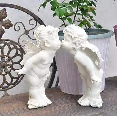 ESTATUA PAREJA DE ÁNGELES NÓRDICO DURADERA OBRA FINA JHN - 7