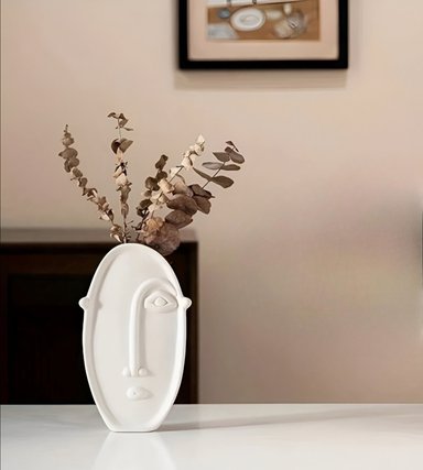 SET 2 JARRÓN CERÁMICA DECORACIÓN NÓRDICO FLORES BLANCO JHN - 7