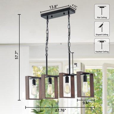 LAMPARA COLGANTE CANDELABRO RUSTICA 4 LUCES COMEDOR LAU - 10