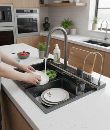 LAVAPLATOS COCINA FREGADERO MODERNO MULTIFUNCIONAL JHN - 3
