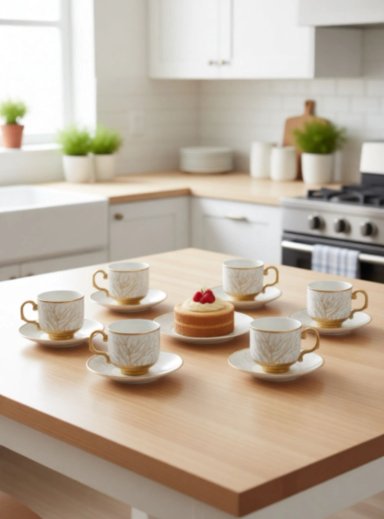 JUEGO VAJILLA TAZAS PLATILLOS GOURMET GRABADOS BOTANICOS JHN - 7