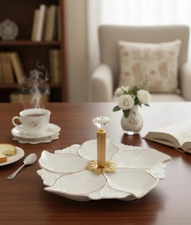 BANDEJA SERVIR DECORATIVA DISEÑO FLORAL ELEGANCIA JHN - 10