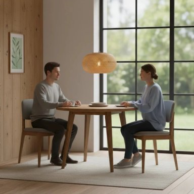 LAMPARA COLGANTE BAMBU TEJIDO DISEÑO NORDICO TIPO NIDO JHN - 4