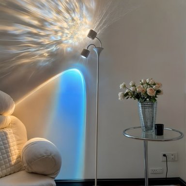 LÁMPARA PIE AJUSTABLE LED ONDAS DINÁMICAS DOBLE CABEZAL - 2