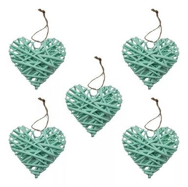 SET 5 CORAZON MIMBRE CORAZON COLGANTE HOGAR NORDICO LAU - 1
