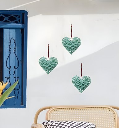 SET 5 CORAZON MIMBRE CORAZON COLGANTE HOGAR NORDICO LAU - 2