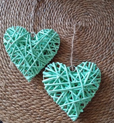 SET 5 CORAZON MIMBRE CORAZON COLGANTE HOGAR NORDICO LAU - 4